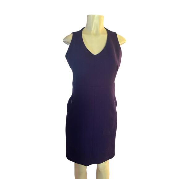Women US-8 Akris Sleeveless Purple Dress 100% Wool Silk Lining Career Suit - Picture 2 of 7